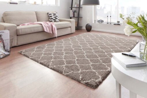 Hoogpolig vloerkleed luna - beige/crème - sfeer