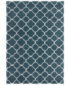 Hoogpolig vloerkleed luna - petrol/crème - overzicht boven, thumbnail