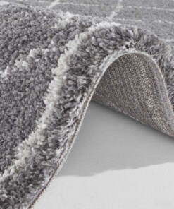 Hoogpolig vloerkleed ruiten Loft - donkergrijs/crème - close up, thumbnail Hoogpolig vloerkleed ruiten Loft - donkergrijs/crème - close up, thumbnail