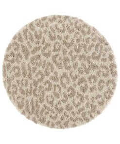 Rond hoogpolig vloerkleed luipaard Moss - beige - overzicht boven