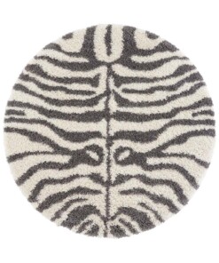 Rond hoogpolig vloerkleed zebra Moss - crème - overzicht boven