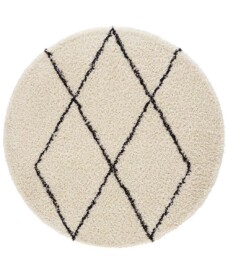 Rond hoogpolig vloerkleed ruiten Moss - crème - overzicht boven, thumbnail Rond hoogpolig vloerkleed ruiten Moss - crème - overzicht boven, thumbnail