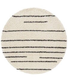 Rond hoogpolig vloerkleed strepen Moss - crème - overzicht boven, thumbnail Rond hoogpolig vloerkleed strepen Moss - crème - overzicht boven, thumbnail