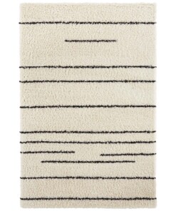 Hoogpolig vloerkleed strepen Moss - crème - overzicht boven, thumbnail