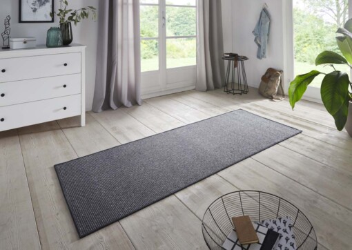 Moderne loper effen Bouclé - antraciet - sfeer