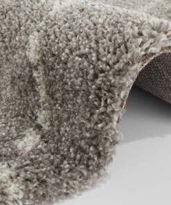 Rond hoogpolig vloerkleed Allure - grijs/crème - close up, thumbnail
