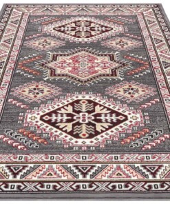 Klassiek vloerkleed Saricha Belutsch - donkergrijs - overzicht schuin, thumbnail