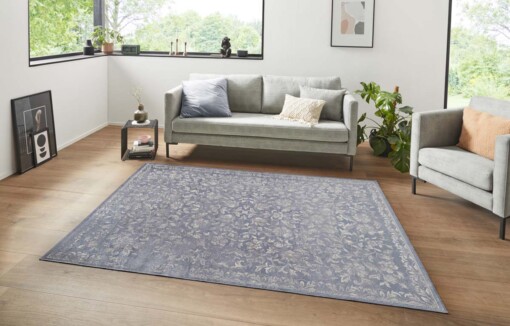 Oosters vloerkleed Mahal - jeansblauw/zilver - sfeer