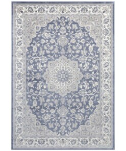Oosters vloerkleed Keshan - jeansblauw/zilver - overzicht boven, thumbnail