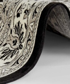 Oosters vloerkleed Keshan - zwart/grijs - close up, thumbnail