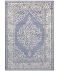 Oosters vloerkleed Keshan Royal - jeansblauw/zilver - overzicht boven