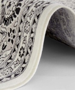 Oosters vloerkleed Keshan Royal - crème/zwart - close up, thumbnail