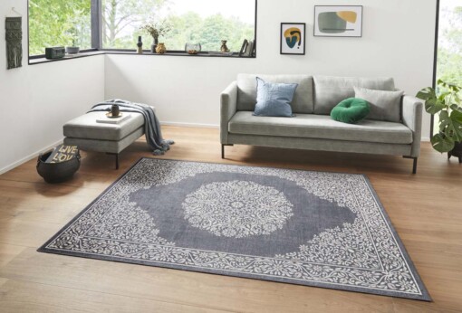 Oosters vloerkleed Floral Orient - antraciet/zilver - sfeer