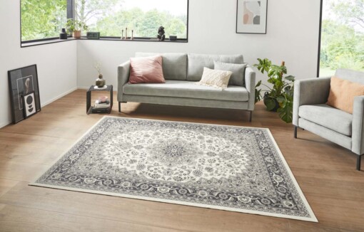 Oosters vloerkleed Modern Nain - crème/antraciet - sfeer