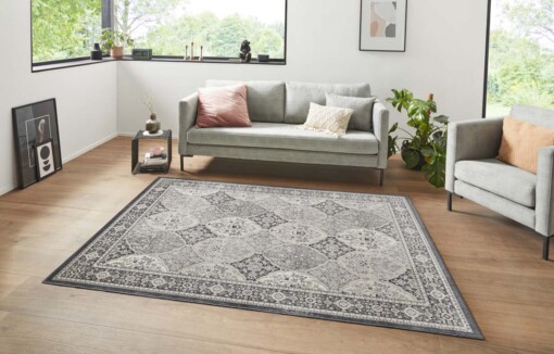 Oosters vloerkleed Kashmir - antraciet/zilver - sfeer