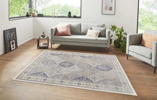 Oosters vloerkleed Kashmir - crème/jeansblauw - sfeer