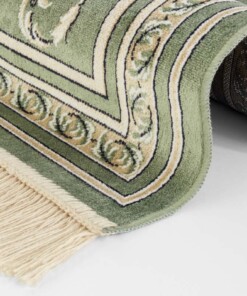 Klassiek vloerkleed Antik flowers - groen/crème - close up, thumbnail