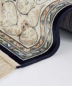 Klassiek vloerkleed Antik Negar - donkerblauw - close up, thumbnail