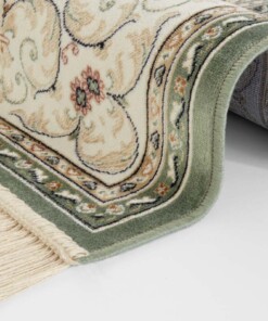 Klassiek vloerkleed Antik Negar - groen - close up, thumbnail