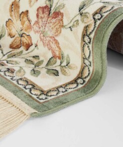 Klassiek vloerkleed Oriental Flowers - groen - close up, thumbnail