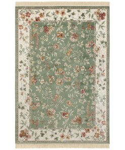 Klassiek vloerkleed Oriental Flowers - groen - overzicht boven, thumbnail
