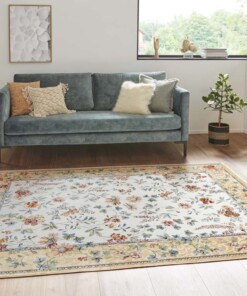 Klassiek vloerkleed Oriental Flowers - crème/multi - sfeer