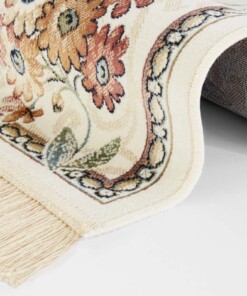 Klassiek vloerkleed Oriental Flowers - crème - close up, thumbnail