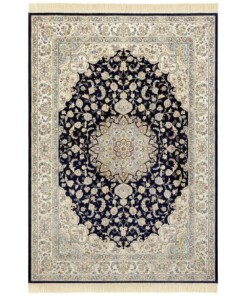 Klassiek vloerkleed Antik Nain - donkerblauw - overzicht boven, thumbnail