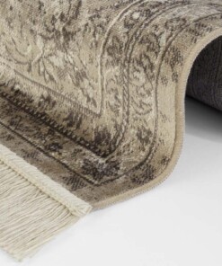 Vintage vloerkleed Oriental - olijfgroen - close up, thumbnail