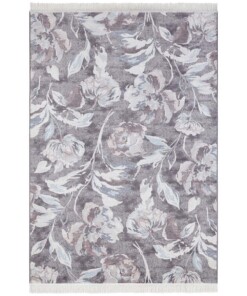 Klassiek vloerkleed Comtemporary Flowers - grijs - overzicht boven, thumbnail