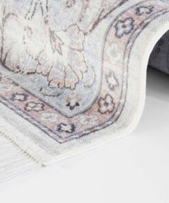 Klassiek vloerkleed Antique Heriz - lichtblauw/roze - close up, thumbnail