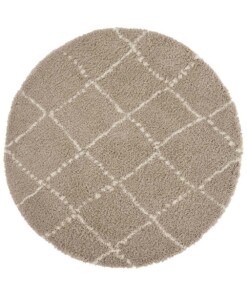 Rond hoogpolig vloerkleed Allure - beige/crème - overzicht boven