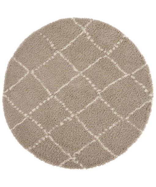 Rond hoogpolig vloerkleed Allure - beige/crème - overzicht boven