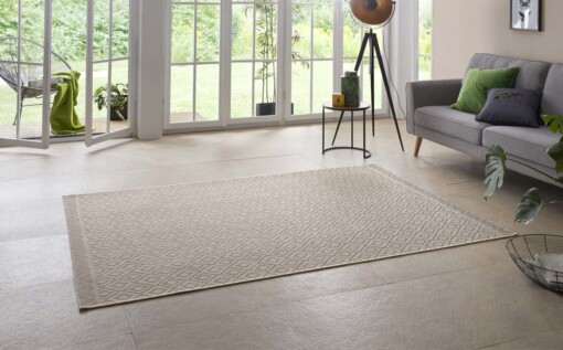 Binnen & buiten vloerkleed Capri - taupe/grijs - sfeer