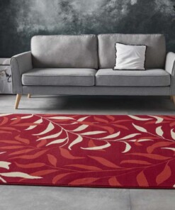 Vloerkleed bladeren - rood - sfeer