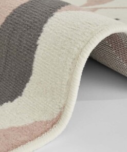 Vloerkleed bladeren - crème/roze - close up, thumbnail