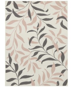 Vloerkleed bladeren - crème/roze - overzicht boven, thumbnail