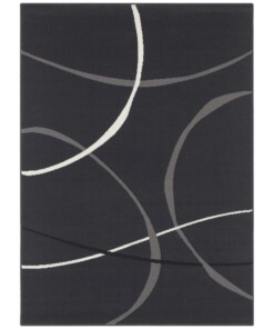 Vloerkleed retro Abstract Circles - donkergrijs - overzicht boven, thumbnail