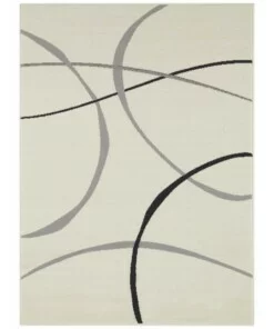 Vloerkleed retro Abstract Circles - crème - overzicht boven