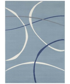 Vloerkleed retro Abstract Circles - blauw - overzicht boven