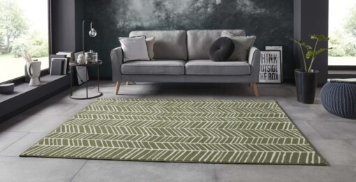 Vloerkleed zig-zag Brick Wall - olijfgroen - sfeer