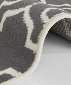 Vloerkleed retro klaverblad - grijs/crème - close up, thumbnail Vloerkleed retro klaverblad - grijs/crème - close up, thumbnail