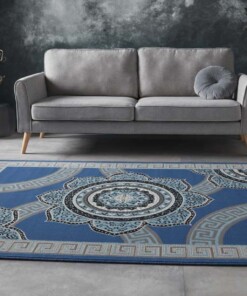 Vloerkleed retro bloem - blauw - sfeer