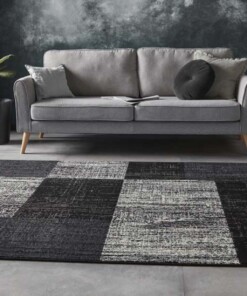 Vloerkleed blokken patchwork - zwart - sfeer