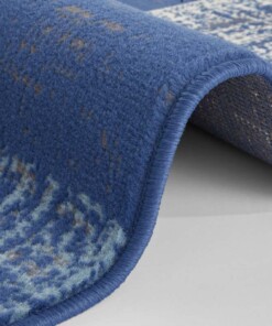 Vloerkleed blokken patchwork - blauw - close up, thumbnail