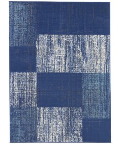 Vloerkleed blokken patchwork - blauw - overzicht boven