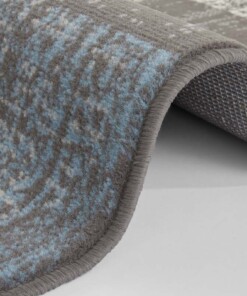 Vloerkleed blokken patchwork - grijs/blauw - close up, thumbnail