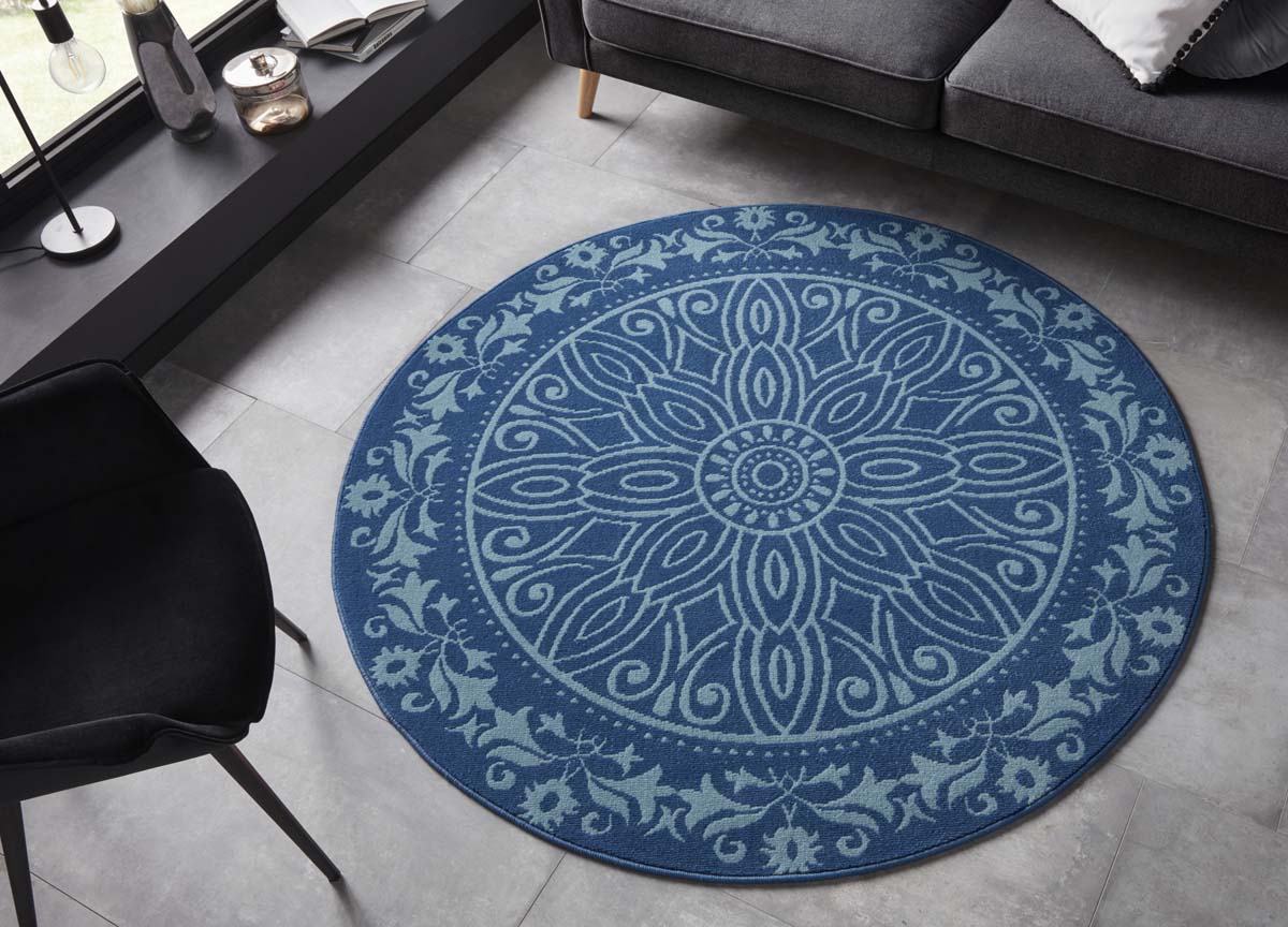 Permanent ondernemer Rennen Rond vloerkleed Flos - blauw | Tapeso