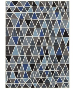 Vloerkleed triangle design - blauw/grijs - overzicht boven