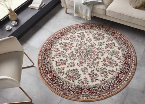 Rond oosters vloerkleed Orientis - mosterd/crème - sfeer